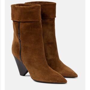 Saint Laurent Chestnut Suede Wedge Boots size 41.5